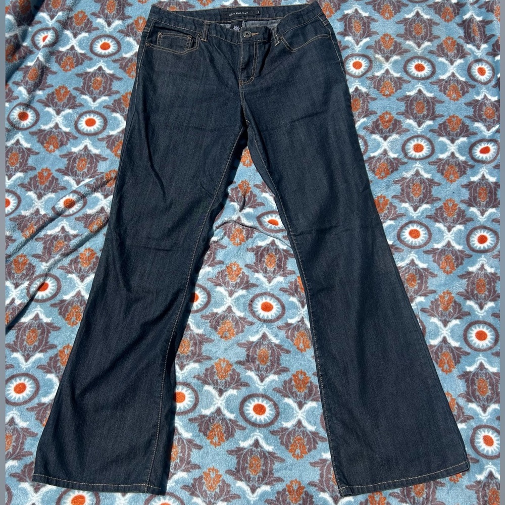 Calvin Klein Classic dark wash boot cut button pocket jeans